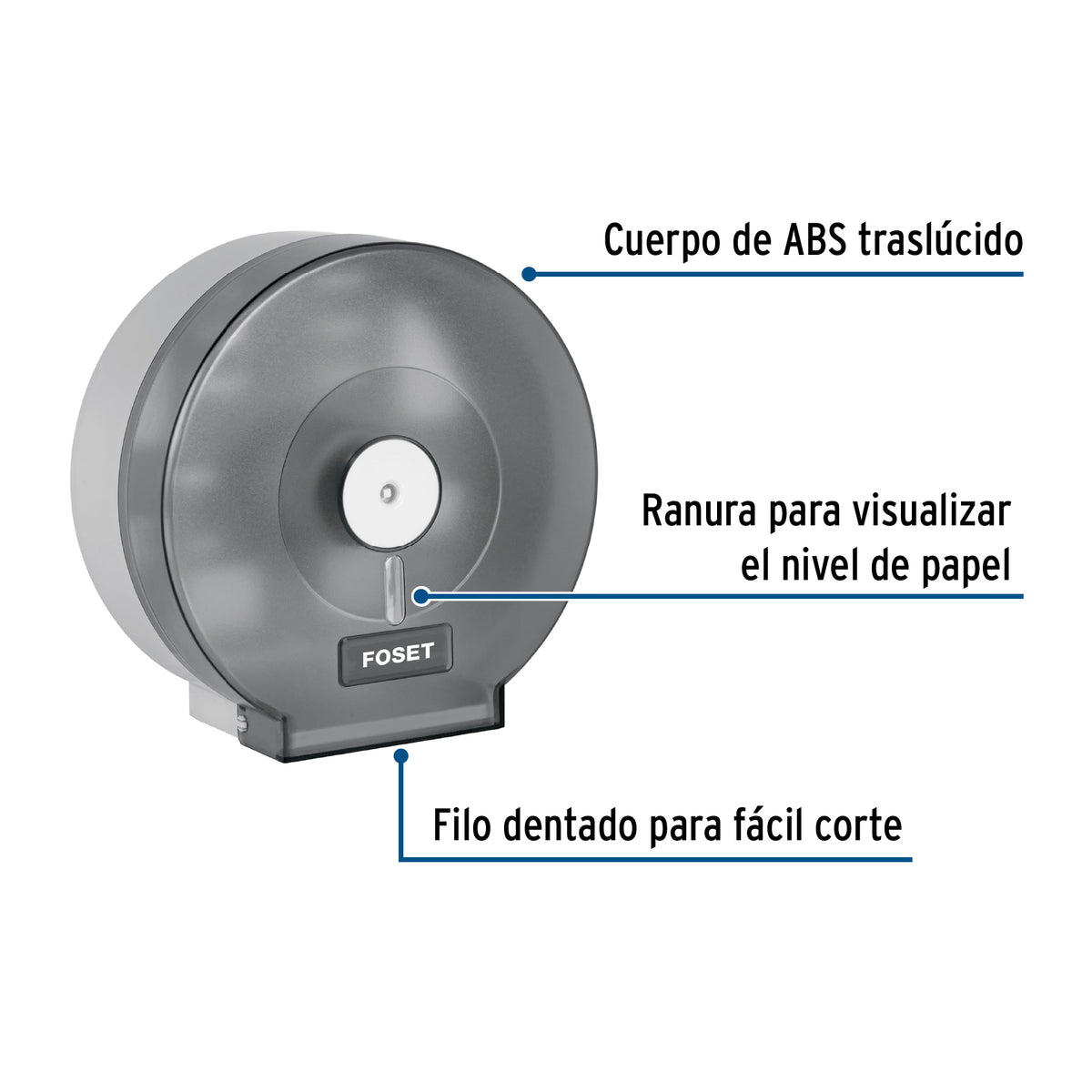 Portarrollo Junior de ABS, Humo, Foset Basic