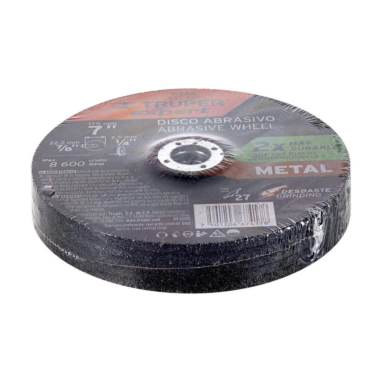 Disco Tipo 27 de 7' X 6.4 mm Desbaste de Metal, Expert