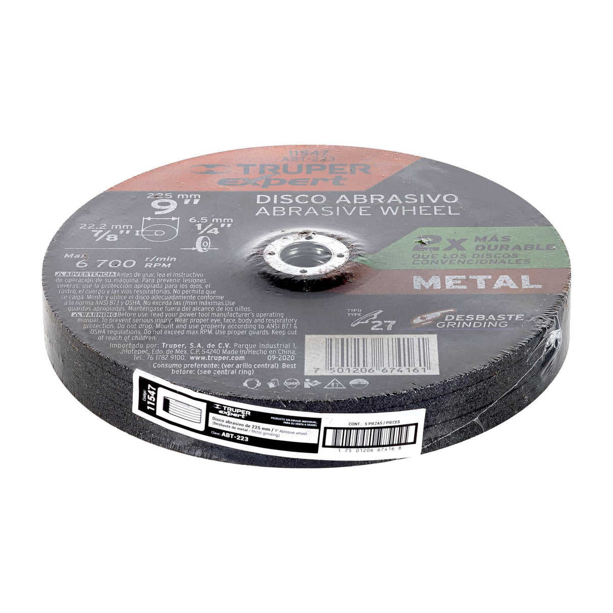 Disco Tipo 27 de 9' X 6.4 mm Desbaste de Metal, Expert