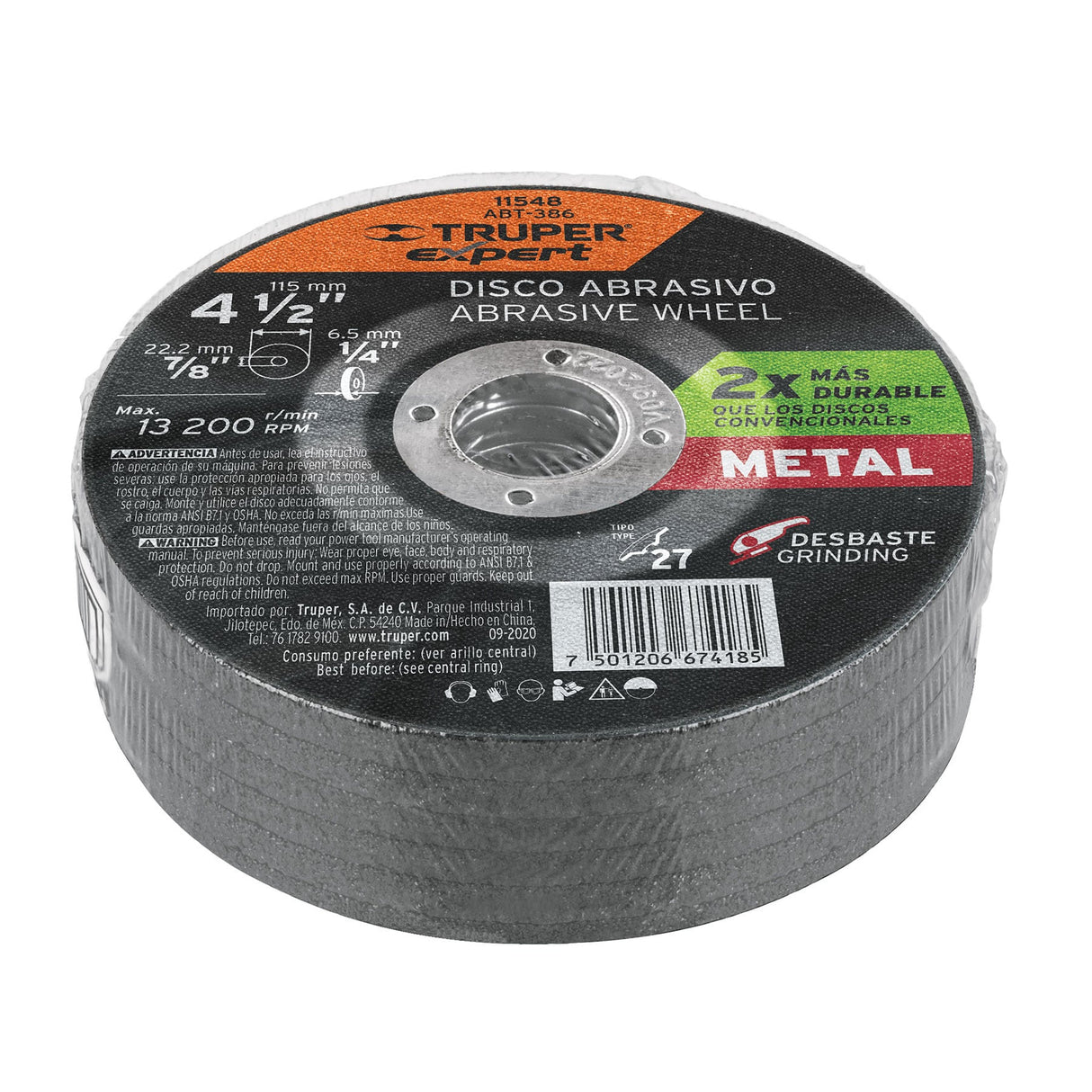 Disco Tipo 27 de 4-1/2' X 6.4 mm Desbaste de Metal, Expert