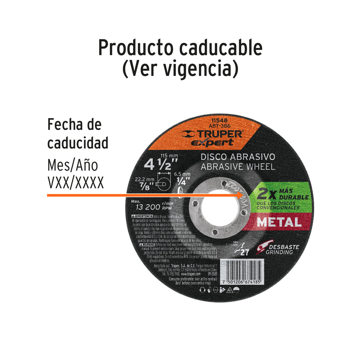 Disco Tipo 27 de 4-1/2' X 6.4 mm Desbaste de Metal, Expert