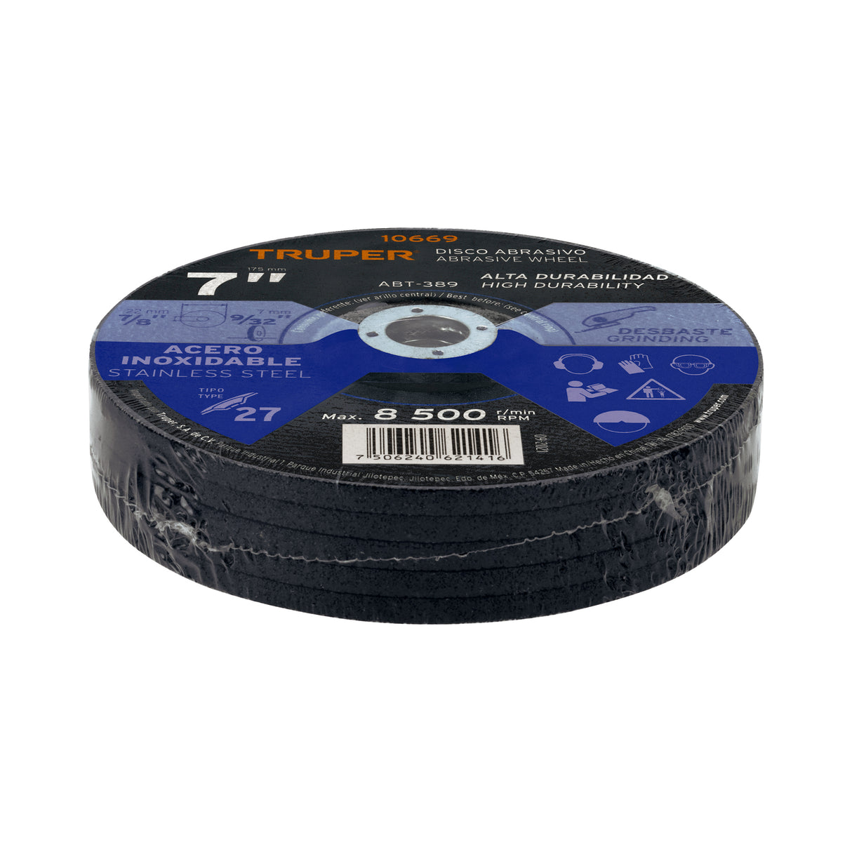Disco Tipo 27 de 7' X 7.2 mm Desbaste de Acero Inoxidable