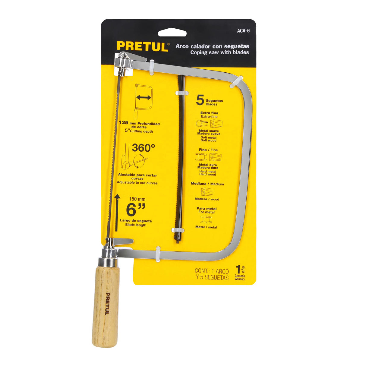 Arco Calador con 5 Seguetas de 6-1/2', Pretul