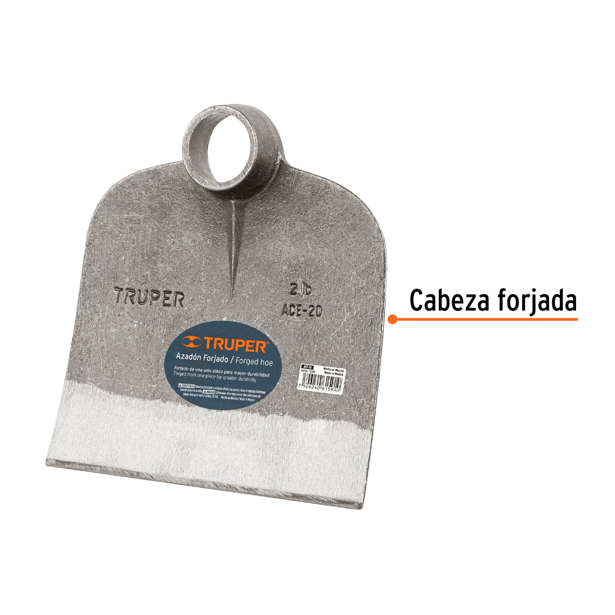 Azadón Centroamericano 2.0 lb, sin Mango, Truper