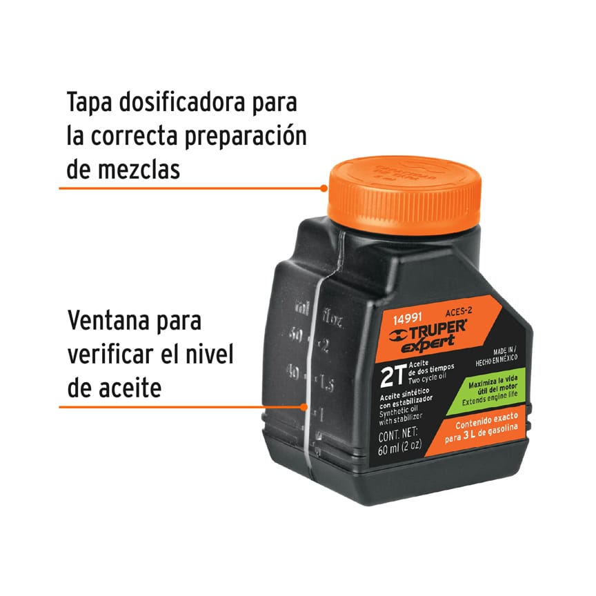 Aceite Sintético para Motor de 2 Tiempos, 60 ml