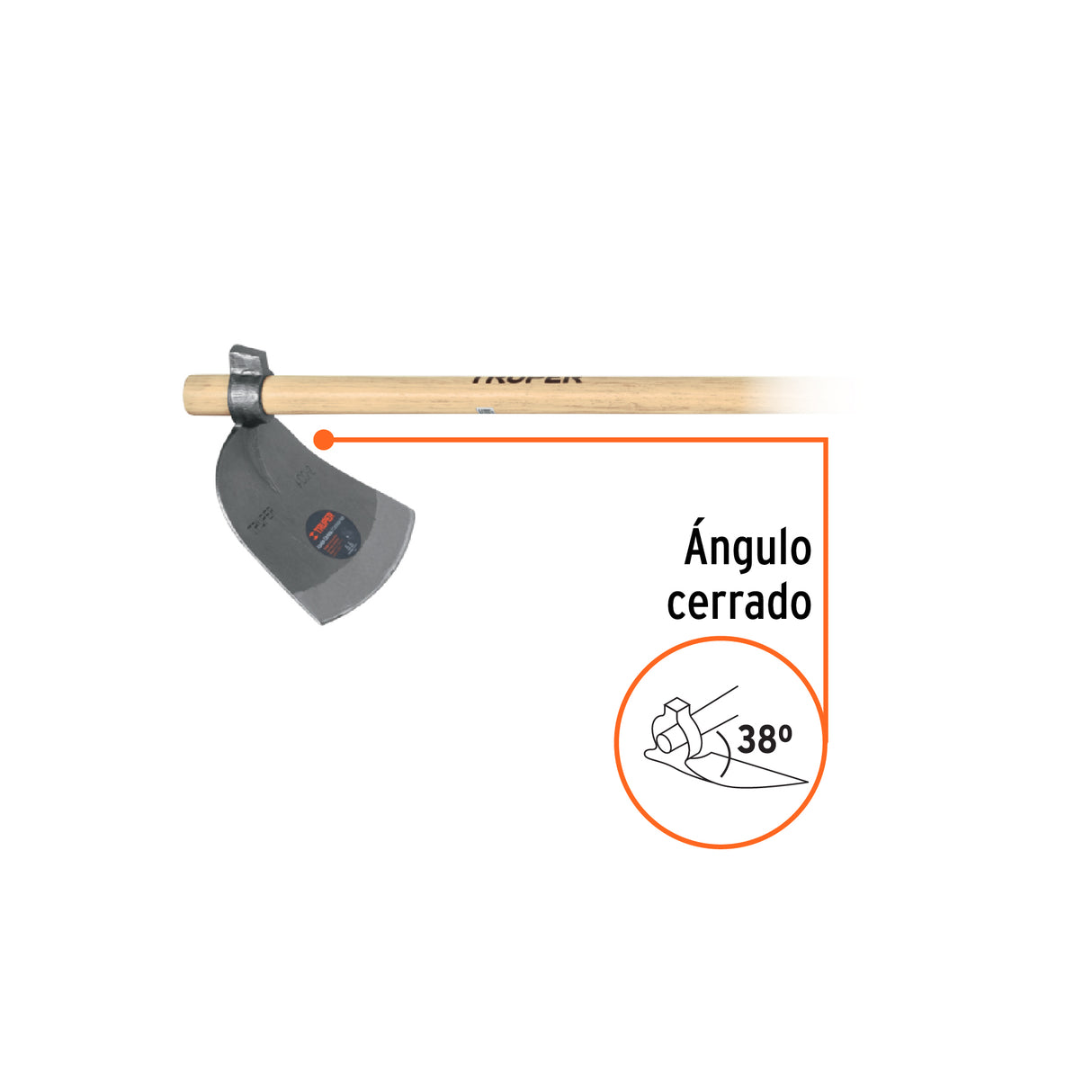 Azadón Córdoba No. 2 de 2.2 lb, Mango de Madera 54', Truper