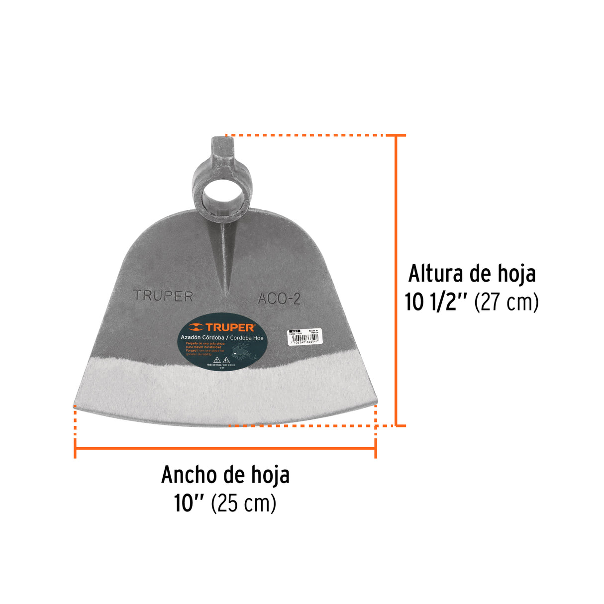 Azadón Córdoba No. 2 de 2.2 lb, sin Mango, Truper