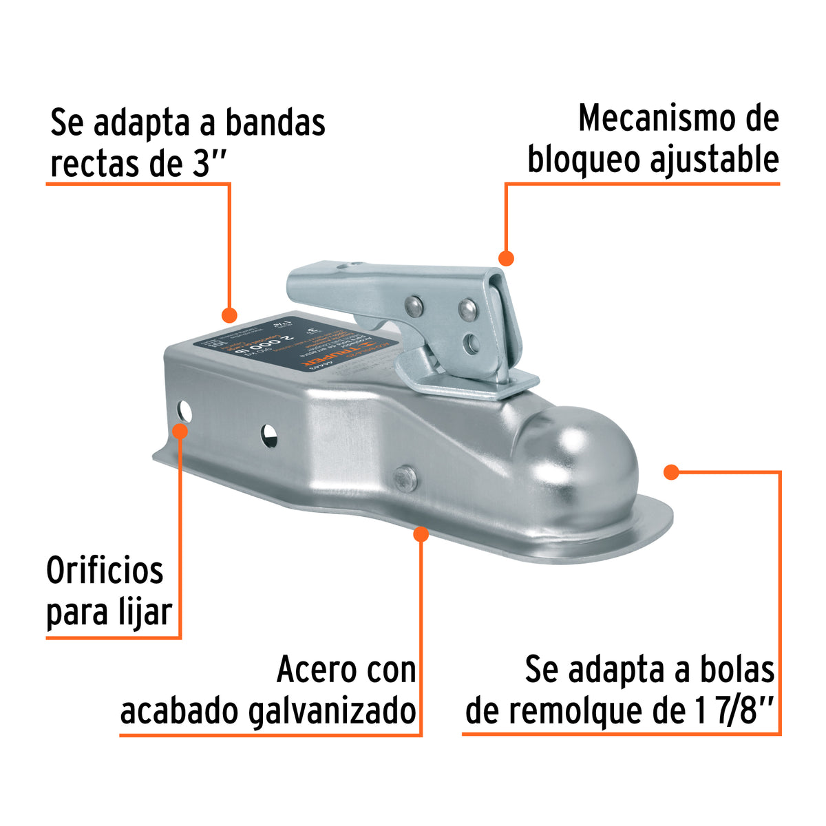 Acoplador para Remolque, para Bola de 1-7/8', Truper