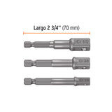 Juego de 3 Adaptadores para Dados de 1/4', 3/8' y 1/2'