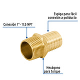 Adaptador Macho de Latón 1' para Poliducto, Foset