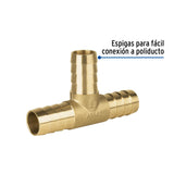 Tee Inserción Macho Latón 3/4' para Poliducto Negro, Foset
