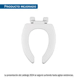 Asiento Alargado sin Tapa para Taza Fluxómetro, Blanco, Foset