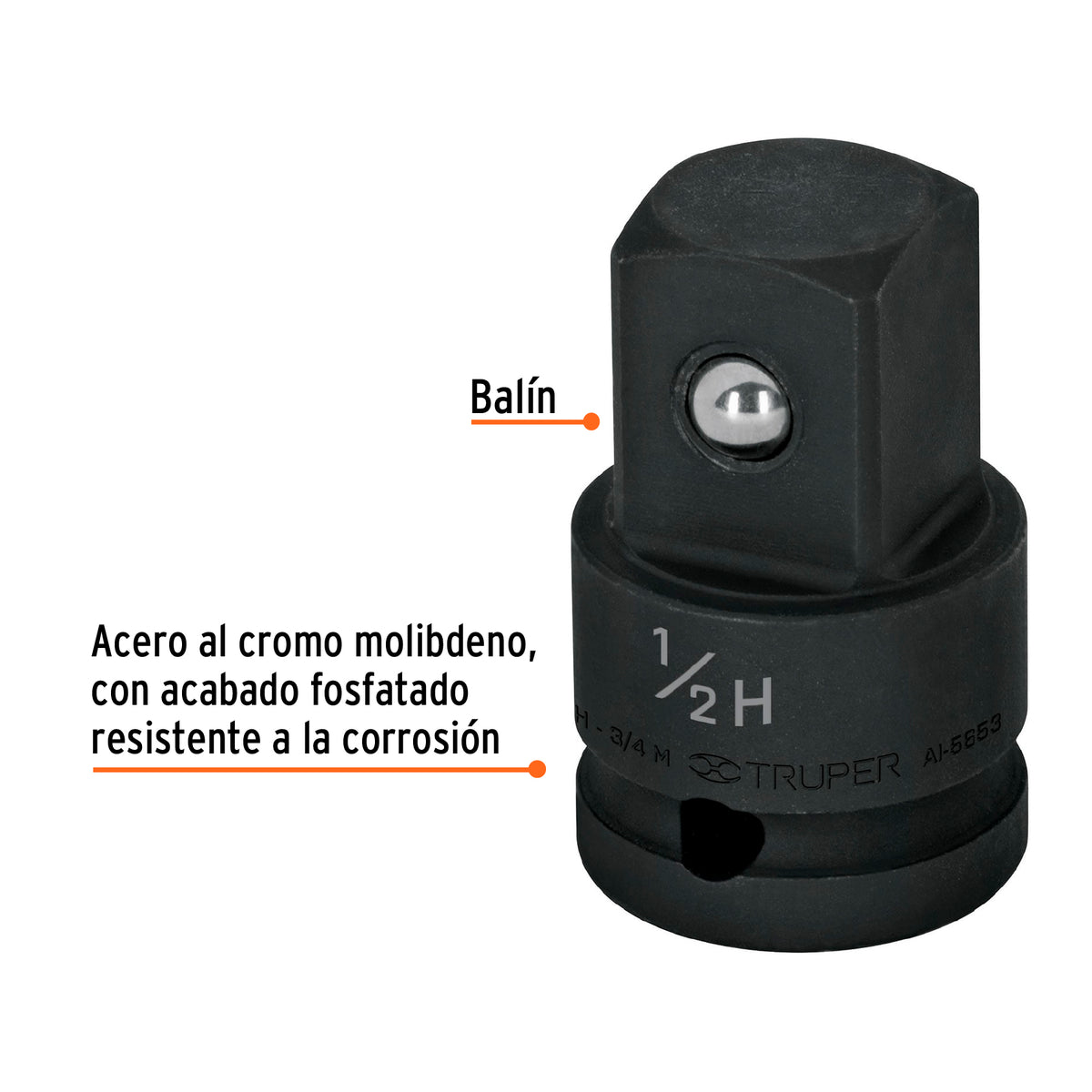 Adaptador de Impacto 1/2' (H) X 3/4' (m), Truper