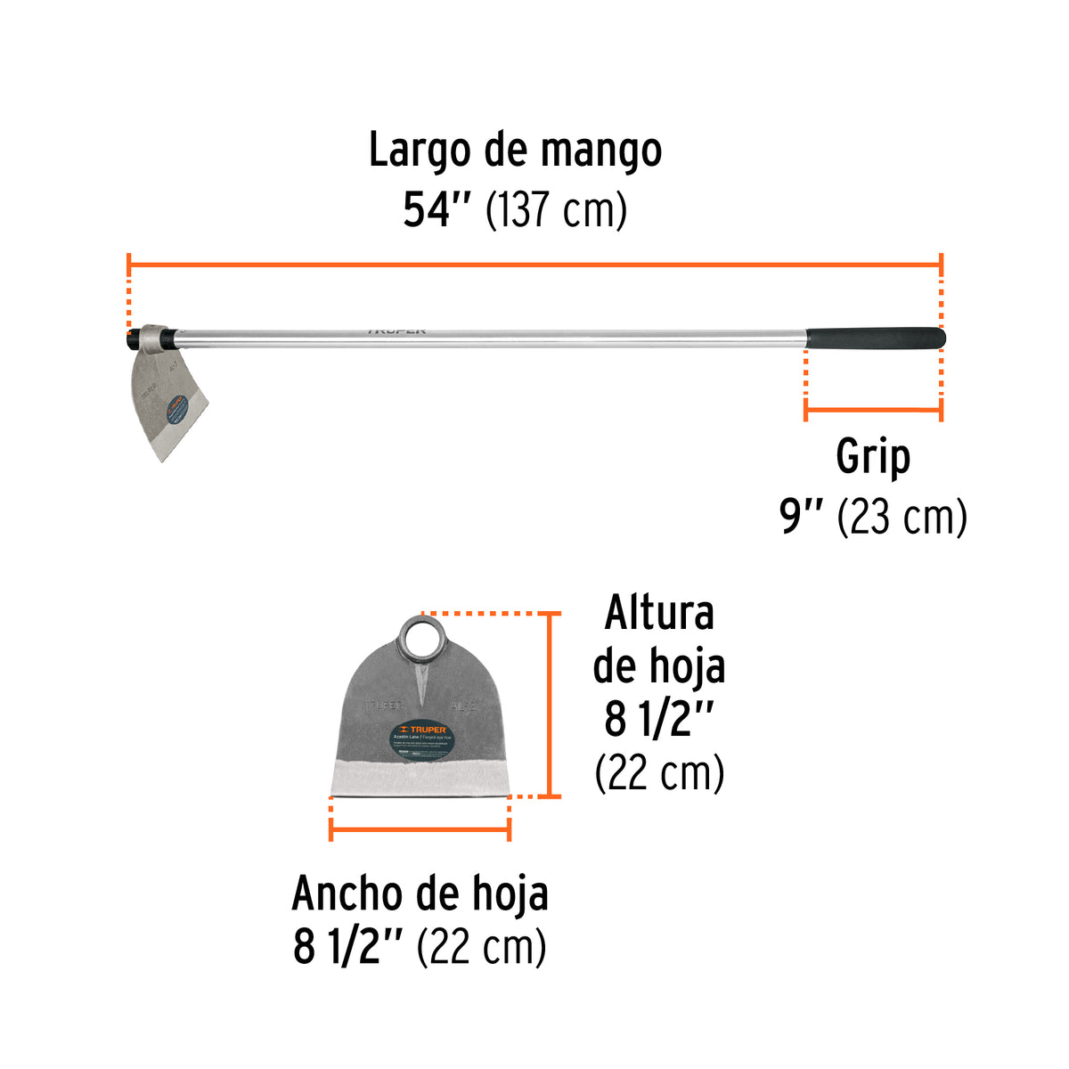 Azadón Lane No. 3 de 2.1 lb, Mango de Acero 54', Truper