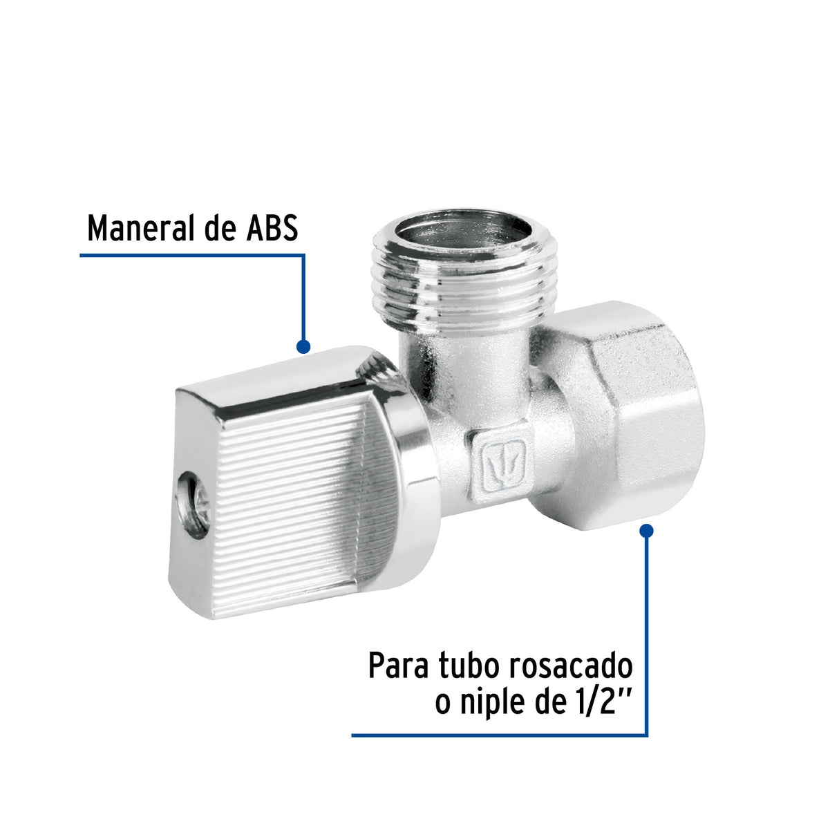 Llave Angular 1/2', 1/4 de Vuelta, Roscable, Basic