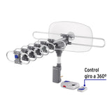 Antena Aérea para TV HD, Giratoria 360° con Control y Cable