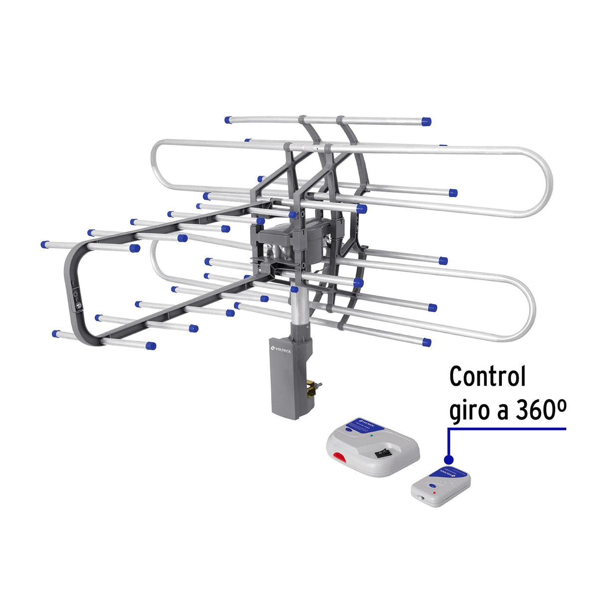 Antena Aérea para TV HD, Giratoria 360° con Control, Volteck