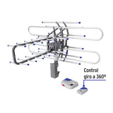 Antena Aérea para TV HD, Giratoria 360° con Control, Volteck