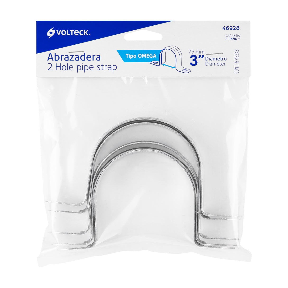 Bolsa C/5 Abrazaderas Tipo Omega 3' para Tubo Pared Delgada