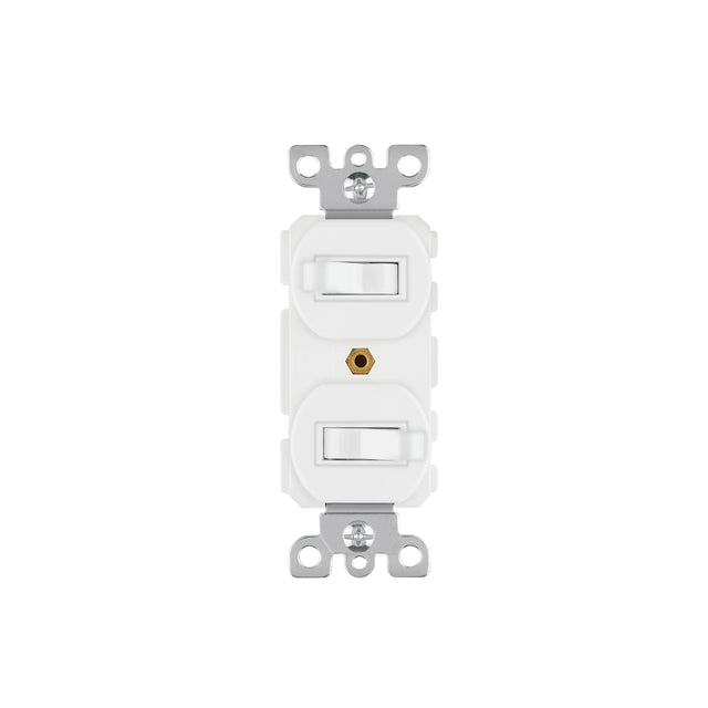 Interruptor dúplex de palanca, Standard, blanco, Volteck