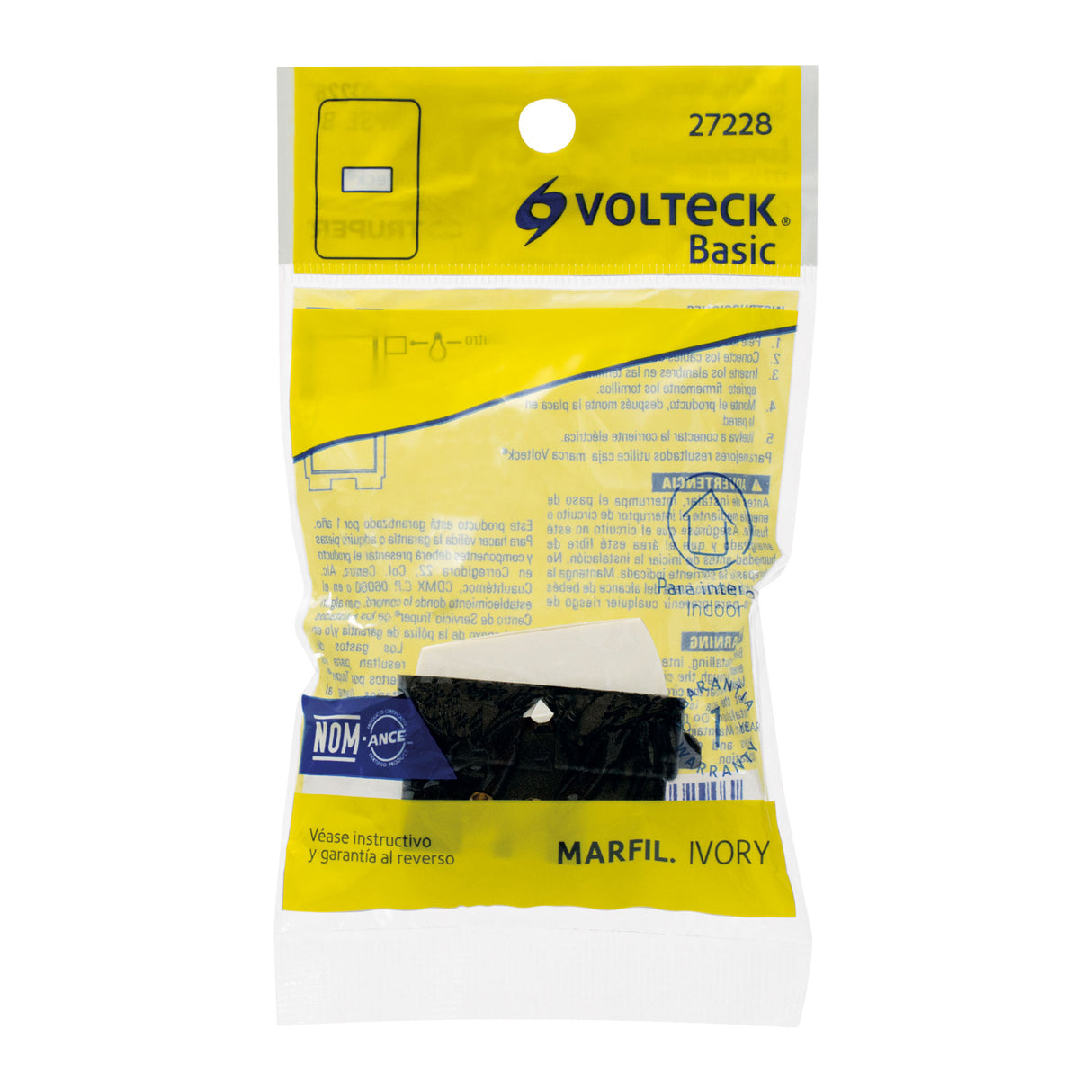 Interruptor Sencillo, Marfil, Línea Volteck Basic