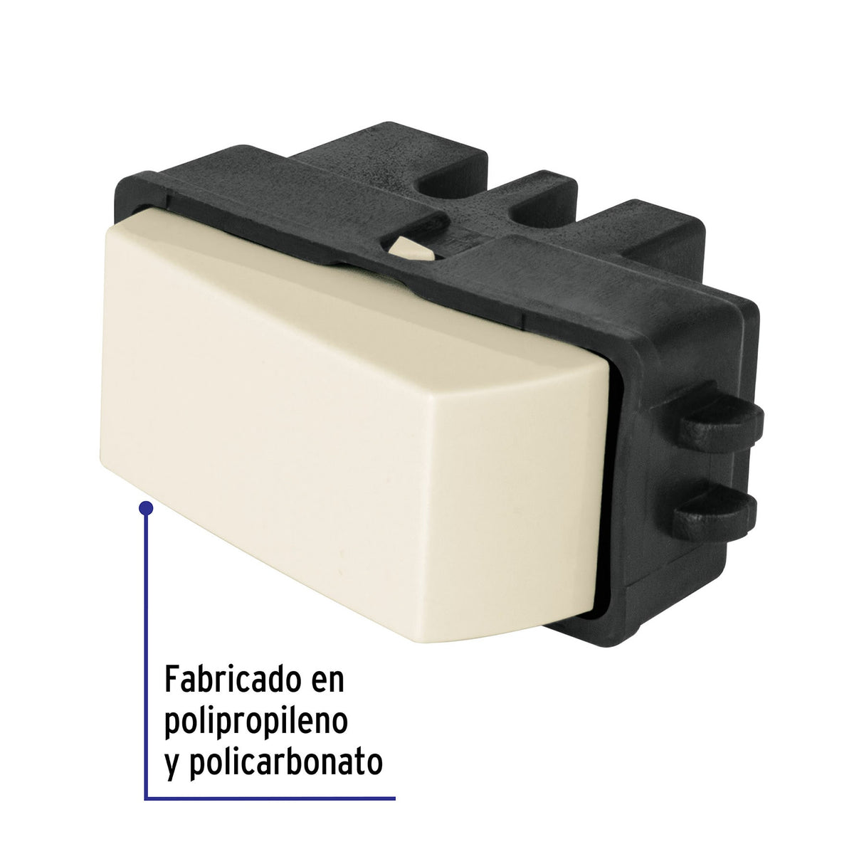 Interruptor Sencillo, Marfil, Línea Volteck Basic