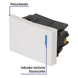 Interruptor de 3 Vías, 1.5 Módulos, Línea Española, Blanco