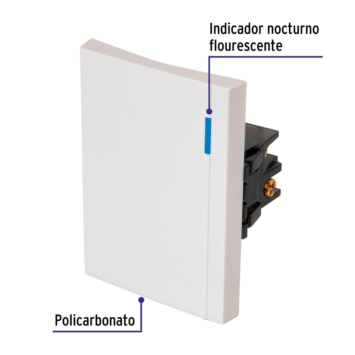 Interruptor de 3 Vías, 3 Módulos, Línea Española, Blanco