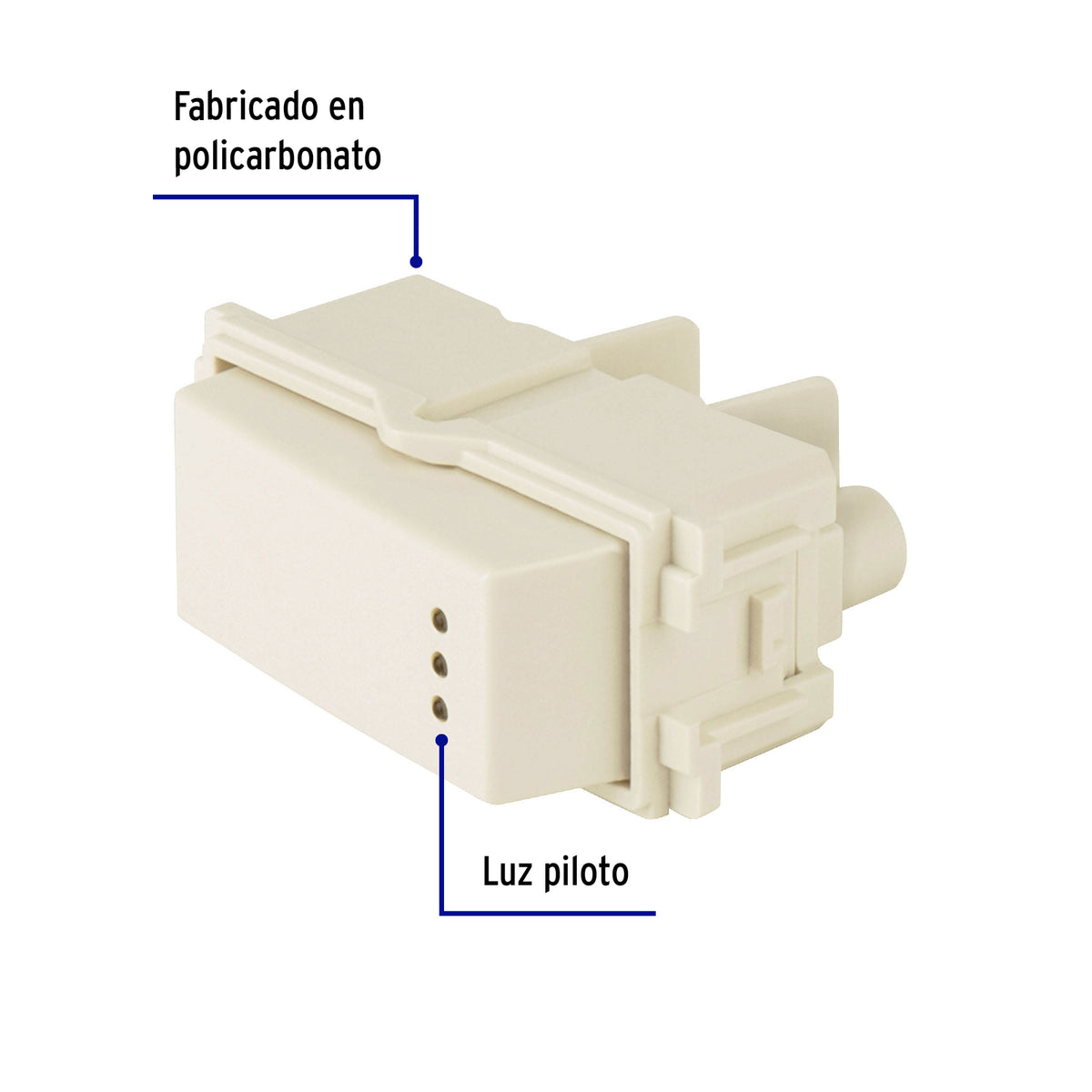 Interruptor de 3 Vías con Luz Piloto, Línea Italiana, Marfil