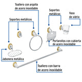 Juego de 6 Accesorios para Baño, Cromo-oro, Foset Aqua