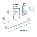 Juego de 6 Accesorios para Baño, Cromo-oro, Foset Aqua