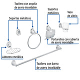 Juego de 6 Accesorios para Baño, Cromo, Foset Aqua