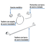 Juego de 4 Accesorios para Baño, Cromo, Foset Aqua