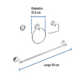 Juego de 4 Accesorios para Baño, Cromo, Foset Aqua