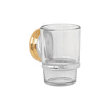 Portavaso Cepillero con Vaso de Vidrio, Cromo-oro, Foset Aqua