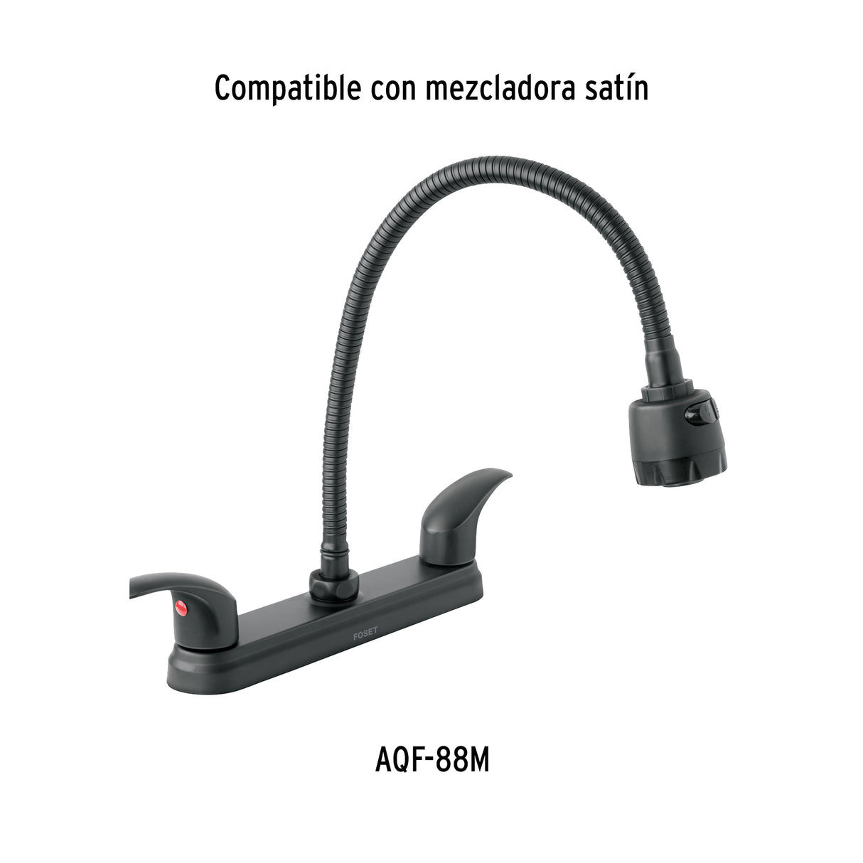 Cuello Flexible para Mezcladora de Fregadero, Negro, Aqua