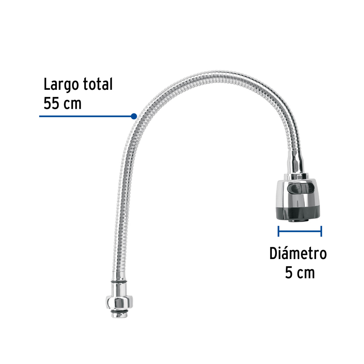 Cuello Flexible para Mezcladora de Fregadero, Cromo, Aqua