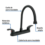 Mezcladora Fregadero 8' Negro, Cuello Largo, Palanca, Aqua