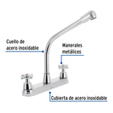 Mezcladora Fregadero 8' Cromo, Cuello Cobra, Cruceta, Aqua