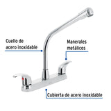 Mezcladora Fregadero 8' Cromo, Cuello Cobra, Palanca, Aqua