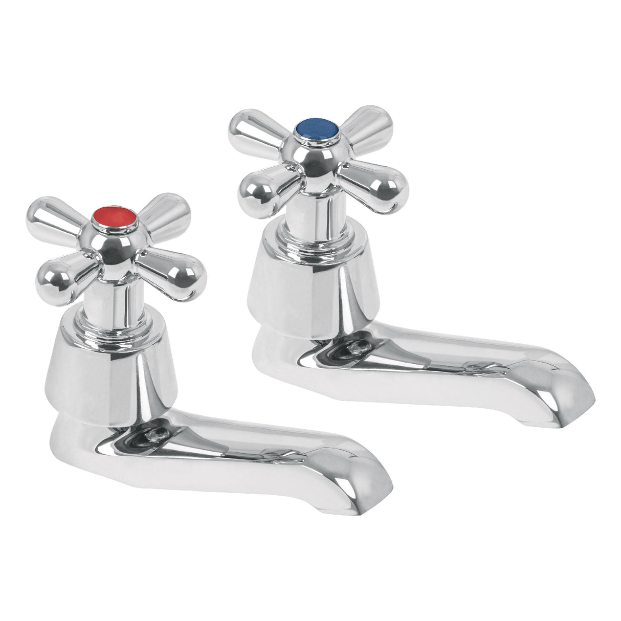 Juego 2 Llaves Individuales para Lavabo, Cromo, Cruceta, Aqua