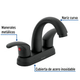 Mezcladora Lavabo 4' Negro, Nariz Curva, Palanca, Aqua