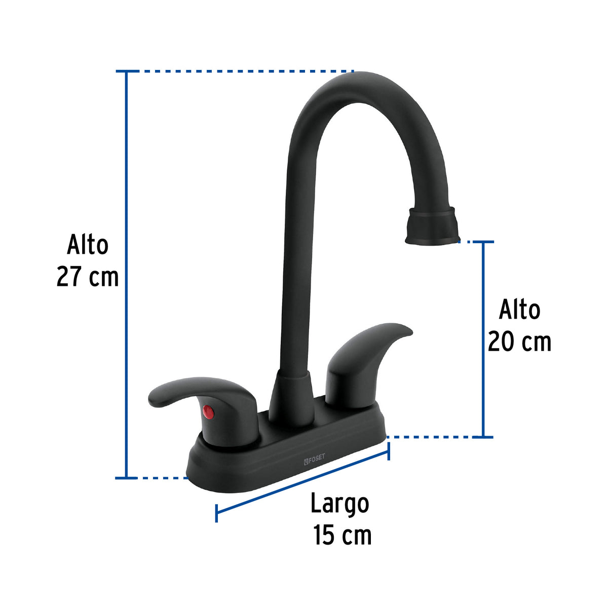 Mezcladora Lavabo 4' Negro, Tipo Bar, Palanca, Aqua