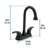 Mezcladora Lavabo 4' Negro, Tipo Bar, Palanca, Aqua