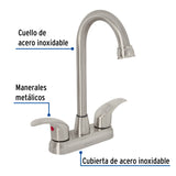 Mezcladora Lavabo 4' Satín, Tipo Bar, Palanca, Aqua