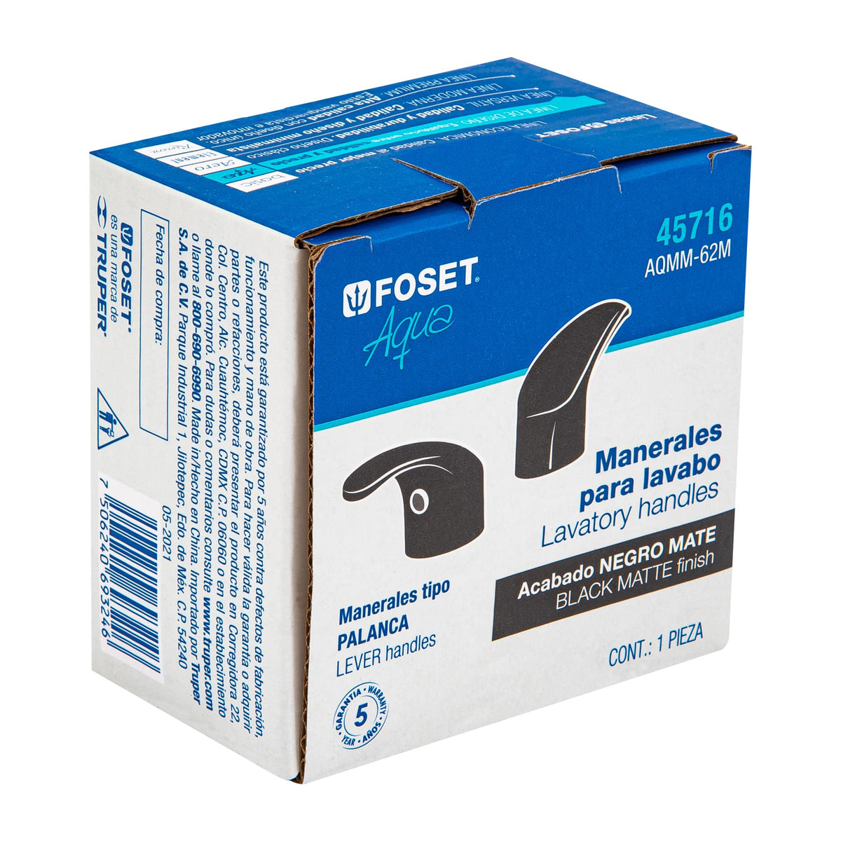 Juego Manerales de Palanca para lav-fregadero, Negro Mate Aqua