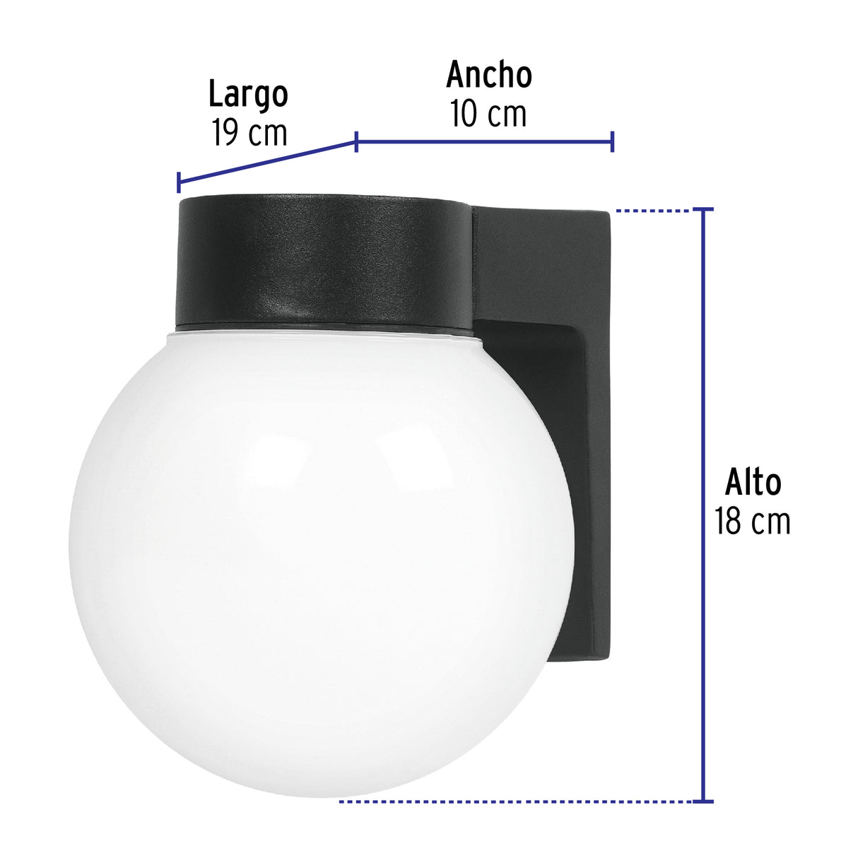 Arbotante de Pared Tipo Globo, Lámpara No Incluida, Volteck