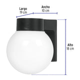 Arbotante de Pared Tipo Globo, Lámpara No Incluida, Volteck