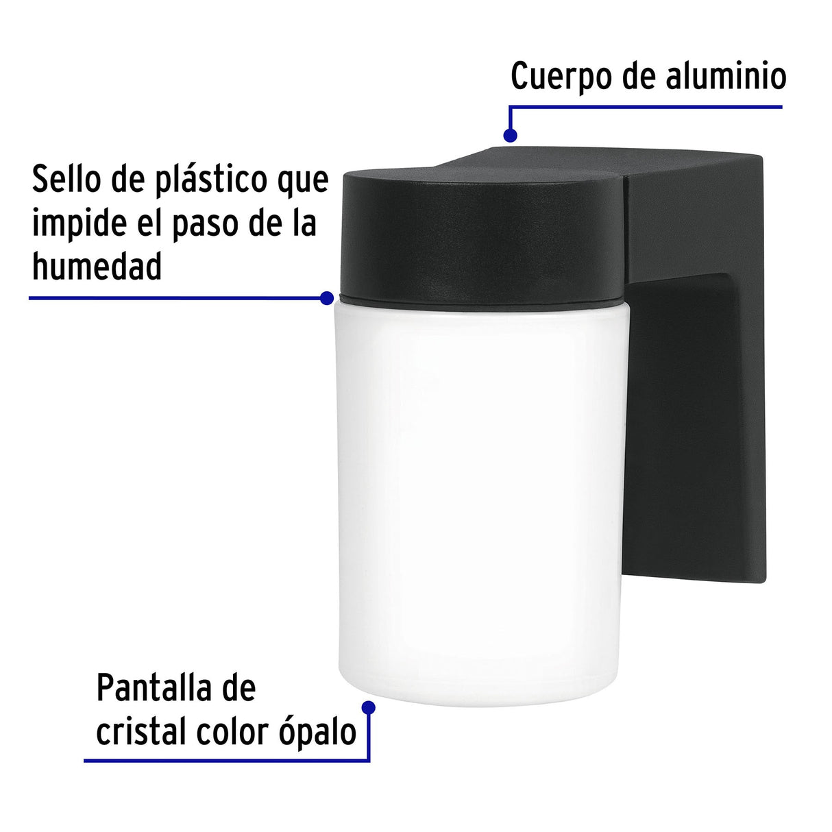 Arbotante de Pared Tipo Vaso, Lámpara No Incluida, Volteck