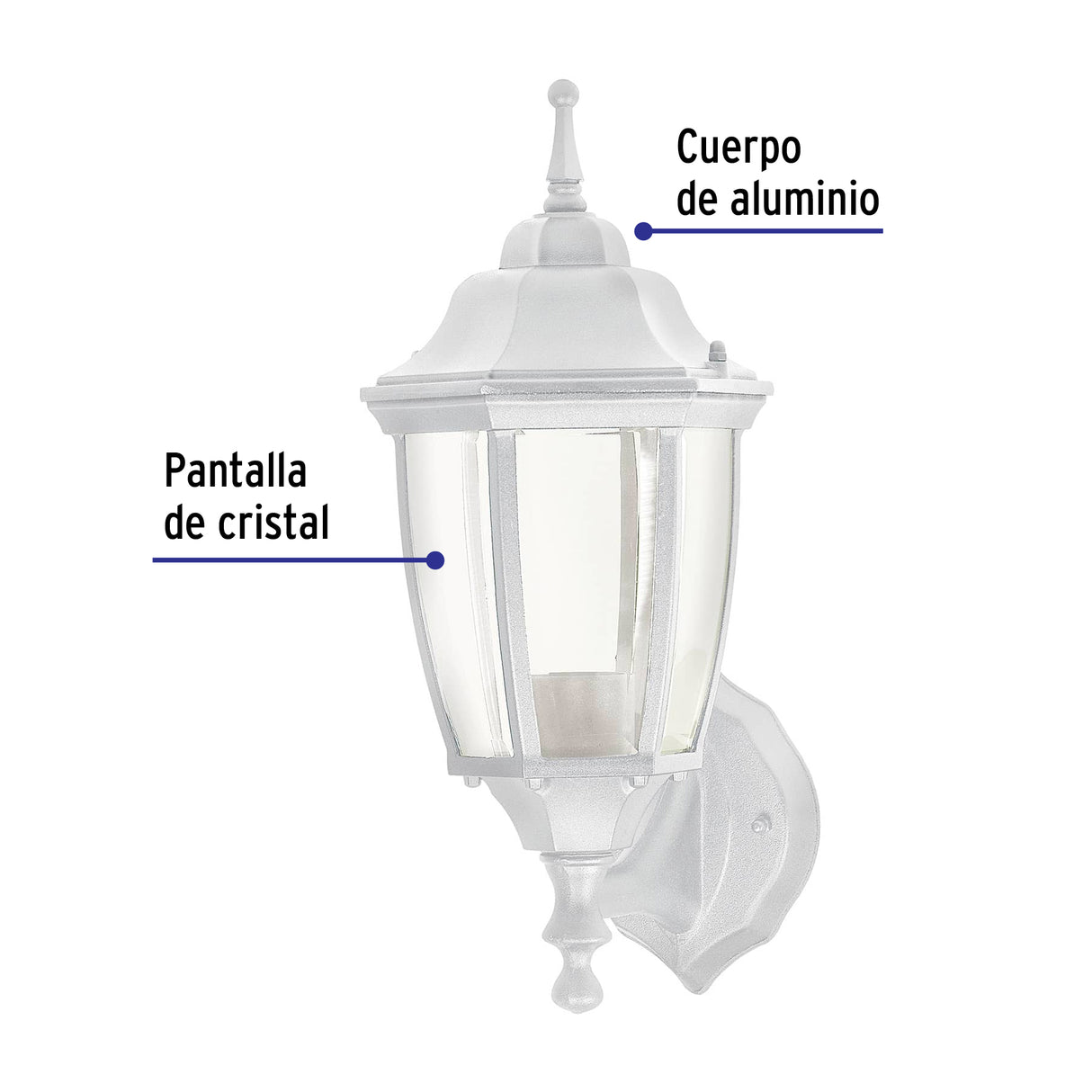 Arbotante Tipo Farol Tradicional Soportado para Exterior Blanco